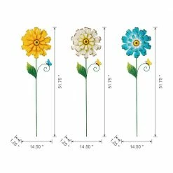 Glitzhome 51.75 in. H Metal Dimensional Flowers Garden Stake or Wall Decor (3-Pack) -Design Toscano Sales Store glitzhome decorative garden stakes 2023000016 c3 1000