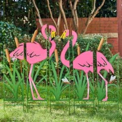 Glitzhome 40.25 in. H Metal Flamingo Silhouette Garden Stake (5-Pack) -Design Toscano Sales Store glitzhome decorative garden stakes 2023000017 31 1000