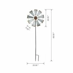 Glitzhome 69.4 in. H Farmhouse Metal Galvanized Wind Spinner Yard Stake or Wall Decor 10 Glitzhome 69.4 in. H Farmhouse Metal Galvanized Wind Spinner Yard Stake or Wall Decor -Design Toscano Sales Store glitzhome decorative garden stakes gh1512004180 c3 1000