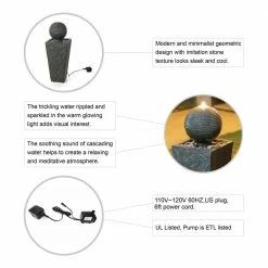 Glitzhome 31.69 in. H Outdoor Polyresin Rippling Floating Sphere Pedestal Floor Fountain -Design Toscano Sales Store glitzhome freestanding fountains 2007300005 1f 1000