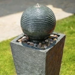 Glitzhome 31.69 in. H Outdoor Polyresin Rippling Floating Sphere Pedestal Floor Fountain -Design Toscano Sales Store glitzhome freestanding fountains 2007300005 44 1000