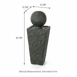 Glitzhome 31.69 in. H Outdoor Polyresin Rippling Floating Sphere Pedestal Floor Fountain -Design Toscano Sales Store glitzhome freestanding fountains 2007300005 4f 1000