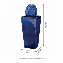 Glitzhome 35.75 in. H Oversized Cobalt Blue Artichoke Pedestal Ceramic Fountain with Pump and LED Light (KD) -Design Toscano Sales Store glitzhome freestanding fountains 2007300012 c3 1000