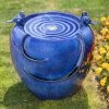 Glitzhome 19.5 in. H Cobalt Blue 2 Birds Embossed Plant Pattern Ceramic Pot Fountain with Pump and LED Light (KD) -Design Toscano Sales Store glitzhome freestanding fountains 2007300019 64 1000