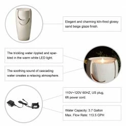 Glitzhome 29.25 in. H Oversized Sand Beige Ceramic Pot Fountain with Pump and LED Light -Design Toscano Sales Store glitzhome freestanding fountains 2007300040 c3 1000