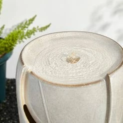 Glitzhome 29.25 in. H Oversized Sand Beige Ceramic Pot Fountain with Pump and LED Light -Design Toscano Sales Store glitzhome freestanding fountains 2007300040 fa 1000