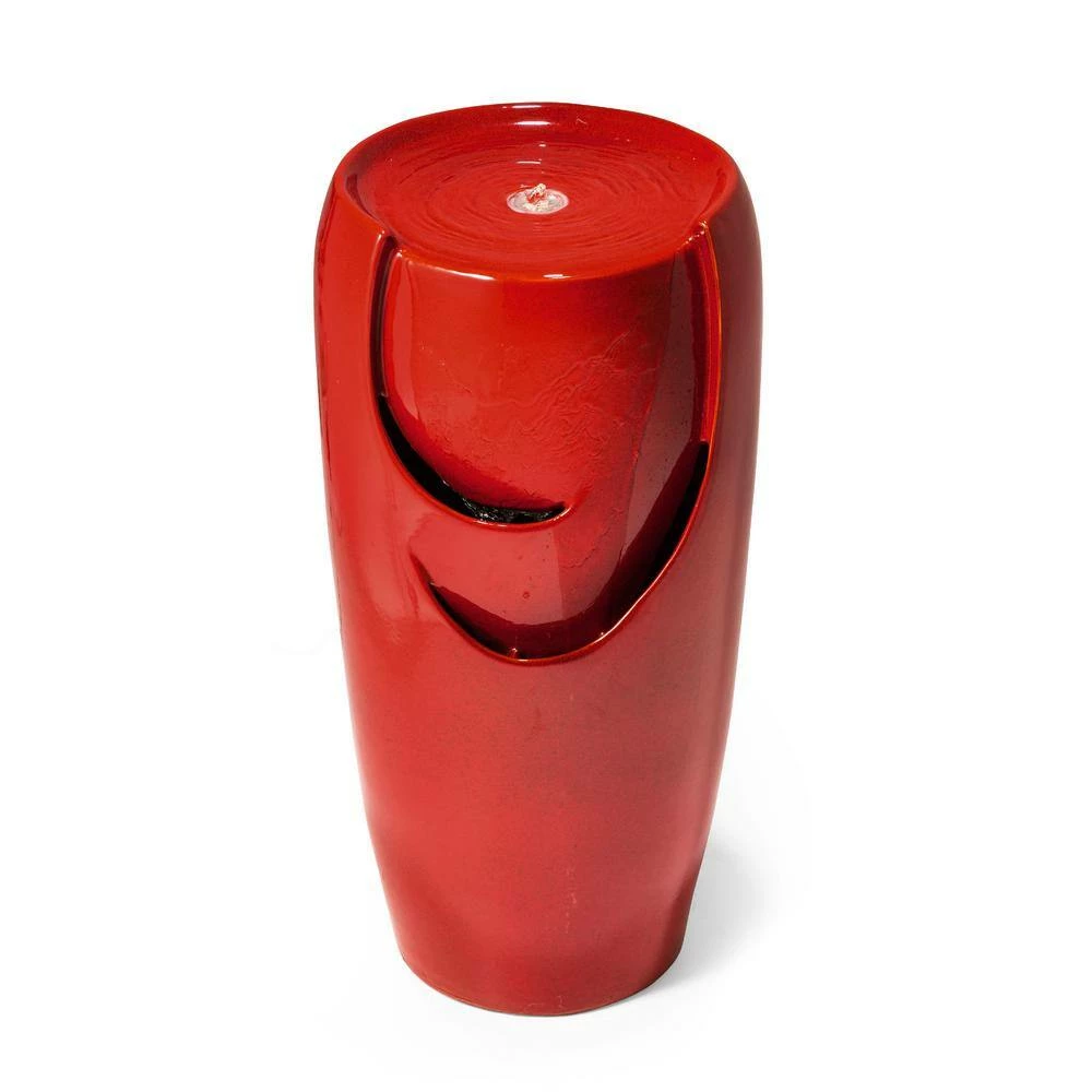 Glitzhome 29.25 in. H Oversized Red Ceramic Pot Fountain with Pump and LED Light 8 Glitzhome 29.25 in. H Oversized Red Ceramic Pot Fountain with Pump and LED Light - Image 6