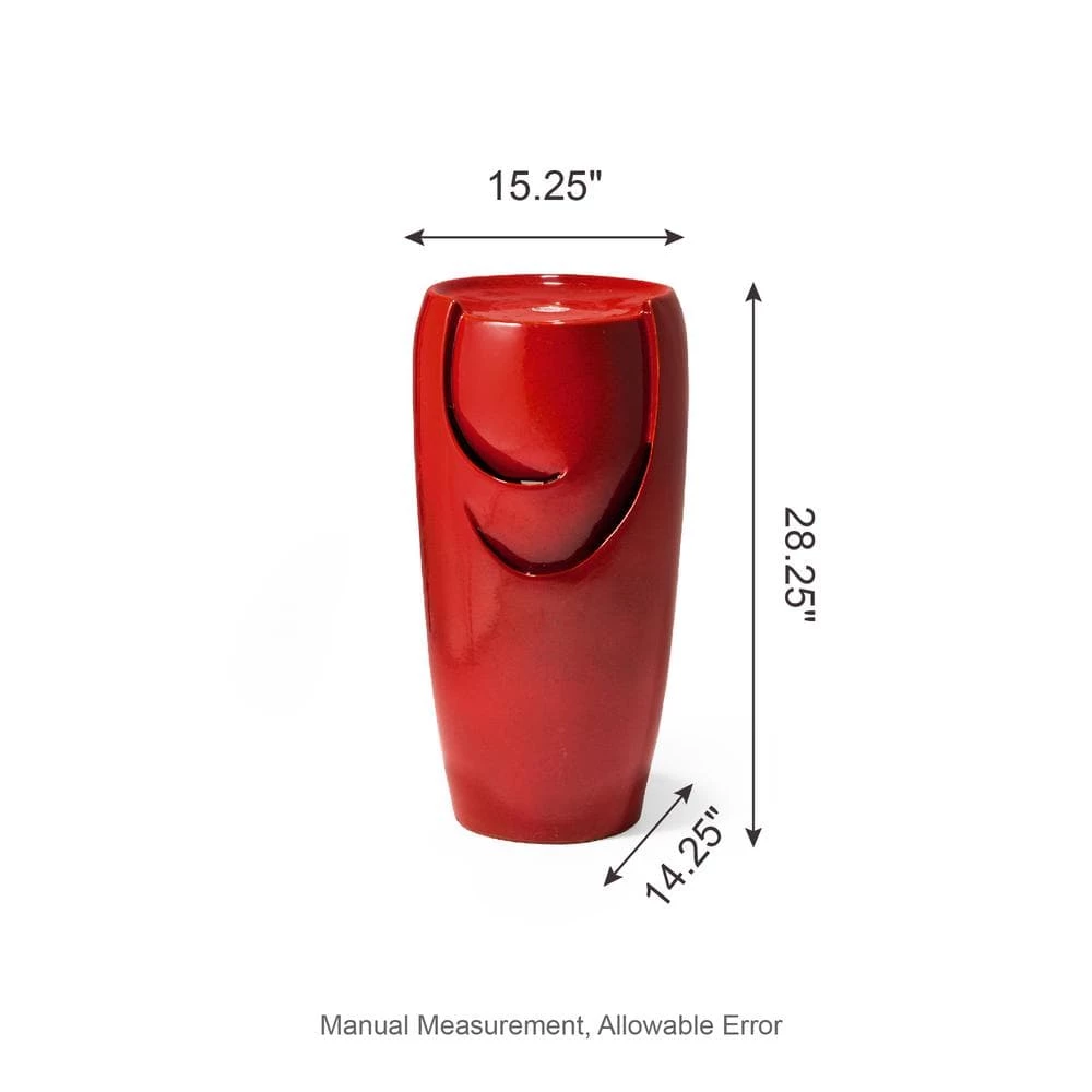 Glitzhome 29.25 in. H Oversized Red Ceramic Pot Fountain with Pump and LED Light 7 Glitzhome 29.25 in. H Oversized Red Ceramic Pot Fountain with Pump and LED Light - Image 5
