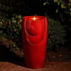 Glitzhome 29.25 in. H Oversized Red Ceramic Pot Fountain with Pump and LED Light 12 Glitzhome 29.25 in. H Oversized Red Ceramic Pot Fountain with Pump and LED Light -Design Toscano Sales Store glitzhome freestanding fountains 2007300041 77 1000