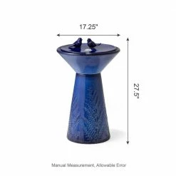 Glitzhome 27.5 in. H Cobalt Blue 2 Birds Embossed Plant Pattern Pedestal Ceramic Fountain with Pump and LED Light (KD) 11 Glitzhome 27.5 in. H Cobalt Blue 2 Birds Embossed Plant Pattern Pedestal Ceramic Fountain with Pump and LED Light (KD) -Design Toscano Sales Store glitzhome freestanding fountains 2007300043 4f 1000