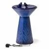 Glitzhome 27.5 in. H Cobalt Blue 2 Birds Embossed Plant Pattern Pedestal Ceramic Fountain with Pump and LED Light (KD) -Design Toscano Sales Store glitzhome freestanding fountains 2007300043 64 1000