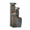 Glitzhome 32.75 in. H Natural Leaf Textured 4-Tier Resin Outdoor Fountain with Pump and Light (KD) -Design Toscano Sales Store glitzhome freestanding fountains 2007300047 64 1000