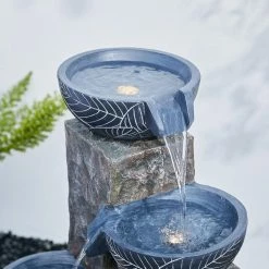 Glitzhome 32.75 in. H Natural Leaf Textured 4-Tier Resin Outdoor Fountain with Pump and Light (KD) 18 Glitzhome 32.75 in. H Natural Leaf Textured 4-Tier Resin Outdoor Fountain with Pump and Light (KD) -Design Toscano Sales Store glitzhome freestanding fountains 2007300047 fa 1000