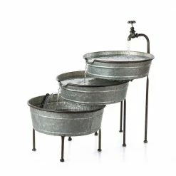 Glitzhome 30 in. L Farmhouse Galvanized Metal Fountain