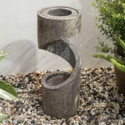 Glitzhome 31.25 in. H Polyresin Curving Shaped Outdoor Fountain With Pump and LED Light -Design Toscano Sales Store glitzhome freestanding fountains gh2007300006 1f 1000