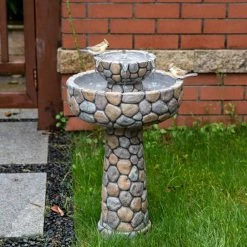 Glitzhome 24.5 in. H Outdoor 2-Tierd Stone-Like Birdbath Floor Fountain -Design Toscano Sales Store glitzhome freestanding fountains gh2007300010 31 1000