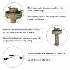 Glitzhome 24.5 in. H Outdoor 2-Tierd Stone-Like Birdbath Floor Fountain -Design Toscano Sales Store glitzhome freestanding fountains gh2007300010 4f 1000