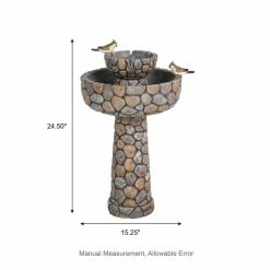 Glitzhome 24.5 in. H Outdoor 2-Tierd Stone-Like Birdbath Floor Fountain -Design Toscano Sales Store glitzhome freestanding fountains gh2007300010 c3 1000