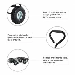 Glitzhome 4 cu. ft. Heavy-Duty Black Steel Utility Garden Cart -Design Toscano Sales Store glitzhome garden carts 2003400002 4f 1000