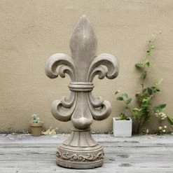 Glitzhome 27.25 in. H MGO Standing Fleur De Lis Garden Statue -Design Toscano Sales Store glitzhome garden statues 2025400016 31 1000