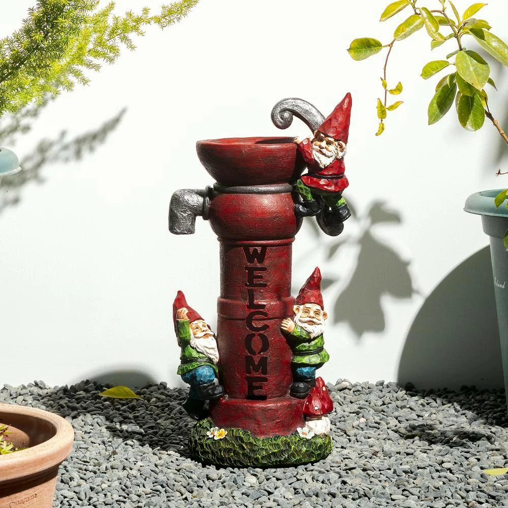 Glitzhome 16.5 in. H Solar Polyresin Water Pump Gnome Garden Statue 5 Glitzhome 16.5 in. H Solar Polyresin Water Pump Gnome Garden Statue - Image 3