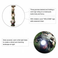 Glitzhome 25.5 in. H Outdoor Polyresin Stacked Riding Gnome Garden Statue with Solar Light -Design Toscano Sales Store glitzhome garden statues 2025400022 4f 1000