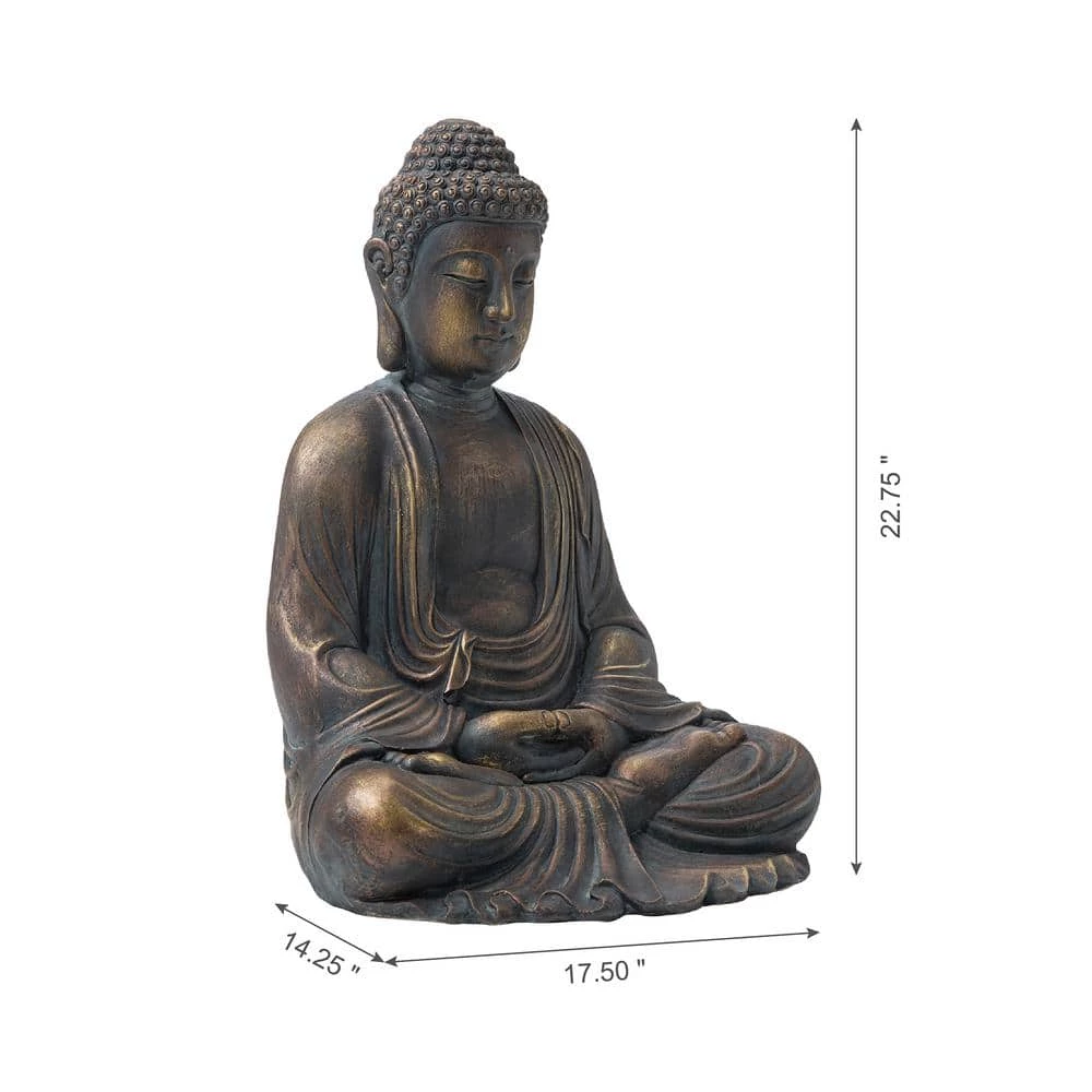 Glitzhome 22.75 in. H MGO Meditating Buddha Garden Statue 6 Glitzhome 22.75 in. H MGO Meditating Buddha Garden Statue - Image 4