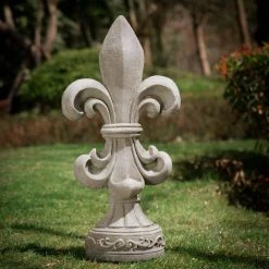 Glitzhome 27.25 in. H MGO Standing Fleur De Lis Garden Statue