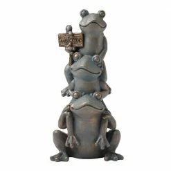 Glitzhome 28.25 in. H Bronze MGO Stacked Frog Garden Statue