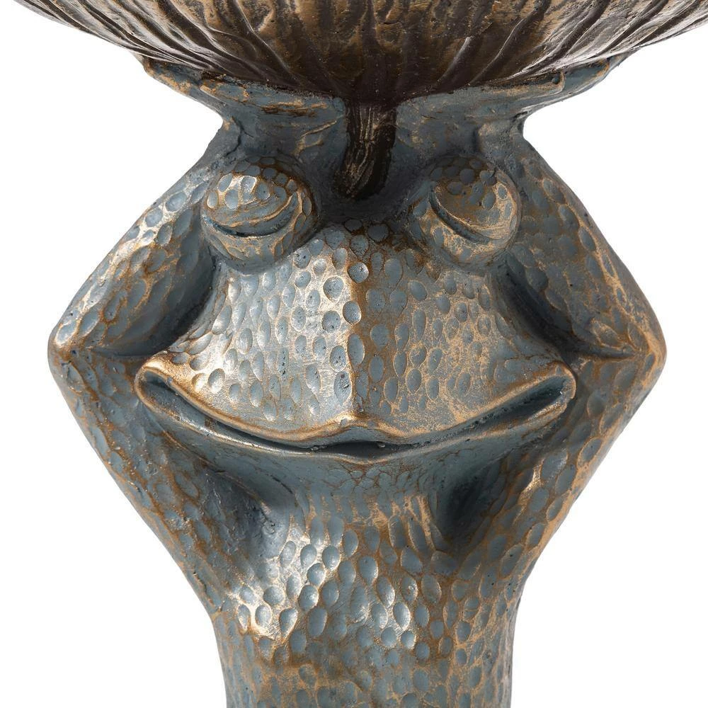 Glitzhome 17.75 in. H Bronze MGO Yog Frog Garden Statue With Birdbath 8 Glitzhome 17.75 in. H Bronze MGO Yog Frog Garden Statue With Birdbath - Image 6