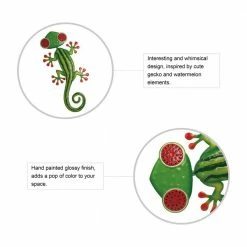 Glitzhome 24.25 in. L Whimsical Metal Watermelon Gecko Wall Art Decor -Design Toscano Sales Store glitzhome outdoor wall sculptures 2023100003 4f 1000
