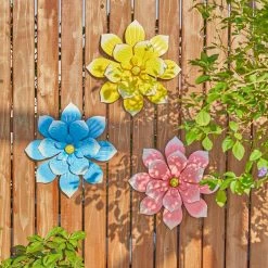 Glitzhome 15 in. D Outdoor Metal Dimensional Flowers Wall Decor (Set of 3) 12 Glitzhome 15 in. D Outdoor Metal Dimensional Flowers Wall Decor (Set of 3) -Design Toscano Sales Store glitzhome outdoor wall sculptures 2023100005 77 1000