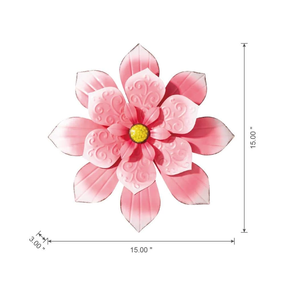 Glitzhome 15 in. D Outdoor Metal Dimensional Flowers Wall Decor (Set of 3) 6 Glitzhome 15 in. D Outdoor Metal Dimensional Flowers Wall Decor (Set of 3) - Image 4