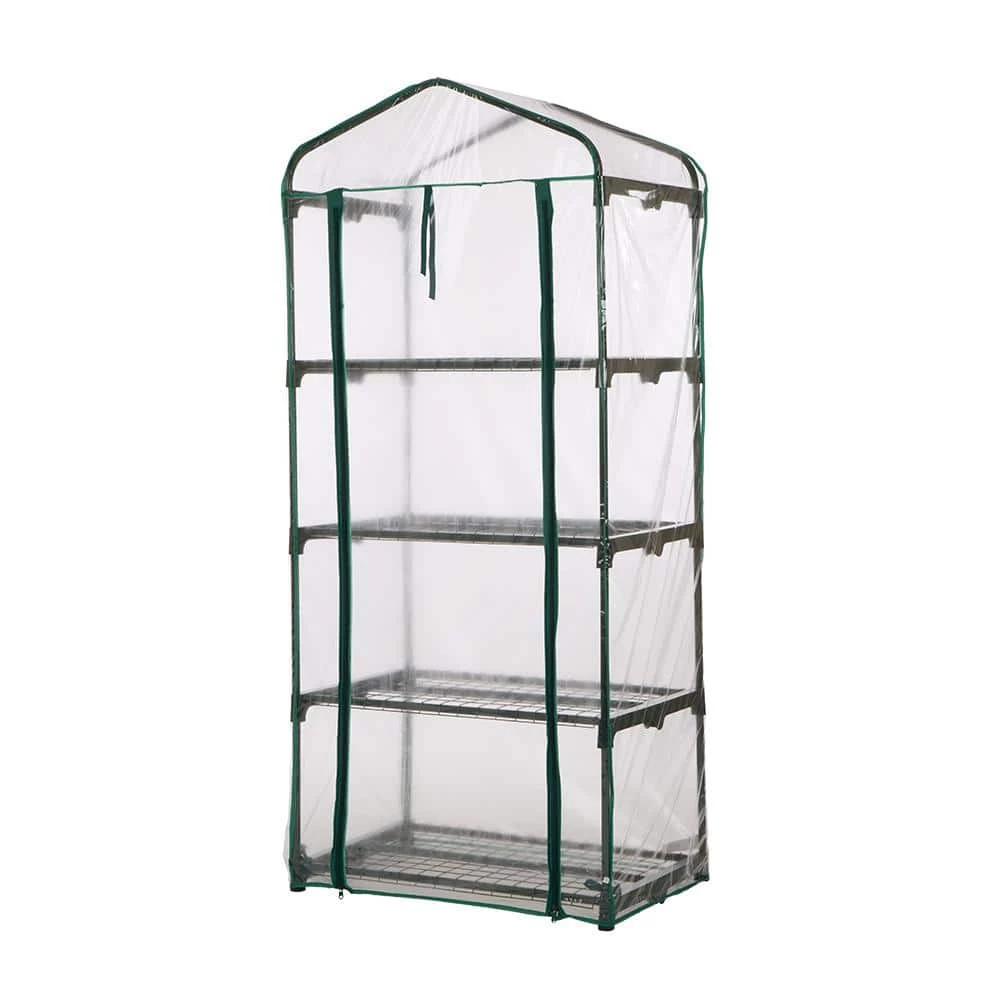 Glitzhome 27.25 in. W x 19.25 in. D x 61 in. H PVC 4 Layers Greenhouse 3 Glitzhome 27.25 in. W x 19.25 in. D x 61 in. H PVC 4 Layers Greenhouse