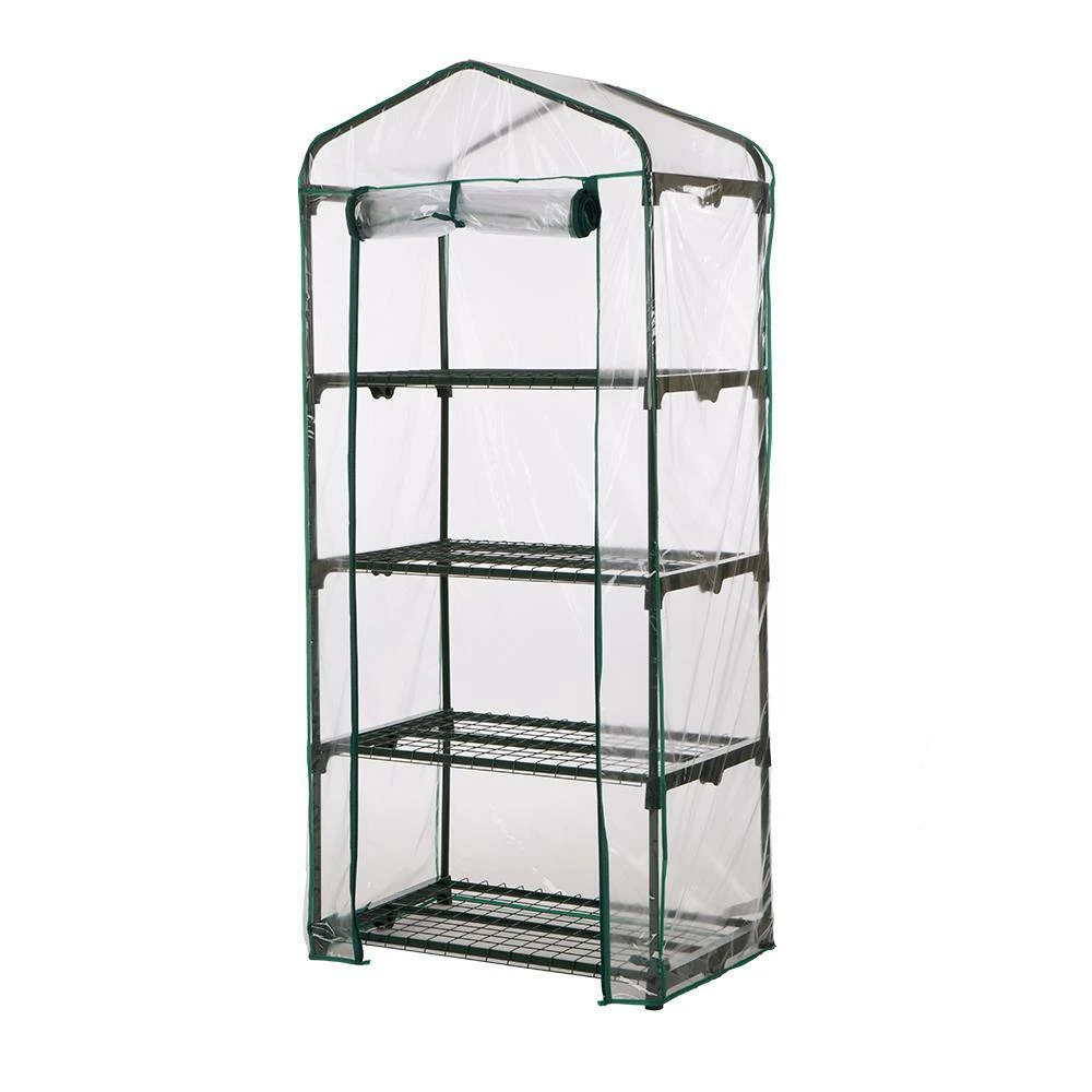 Glitzhome 27.25 in. W x 19.25 in. D x 61 in. H PVC 4 Layers Greenhouse 5 Glitzhome 27.25 in. W x 19.25 in. D x 61 in. H PVC 4 Layers Greenhouse - Image 3