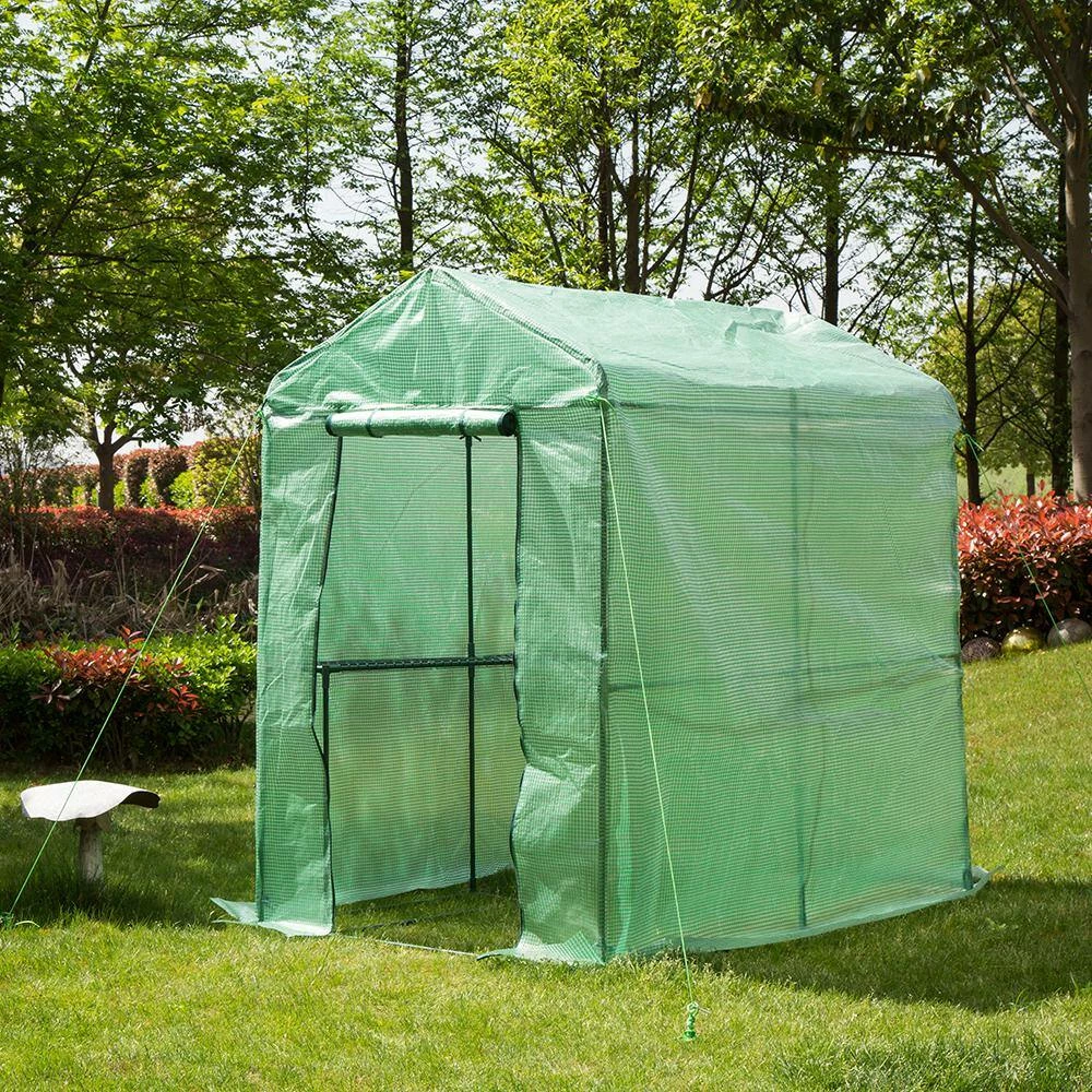 Glitzhome 48 in. W x 73.5 in. D x 74.75 in. H PE 4 Shelves Greenhouse 4 Glitzhome 48 in. W x 73.5 in. D x 74.75 in. H PE 4 Shelves Greenhouse - Image 2