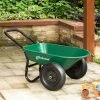 Glitzhome 5 cu. ft. Green Steel Framed Plastic Garden Dual-Wheel Utility Dump Cart