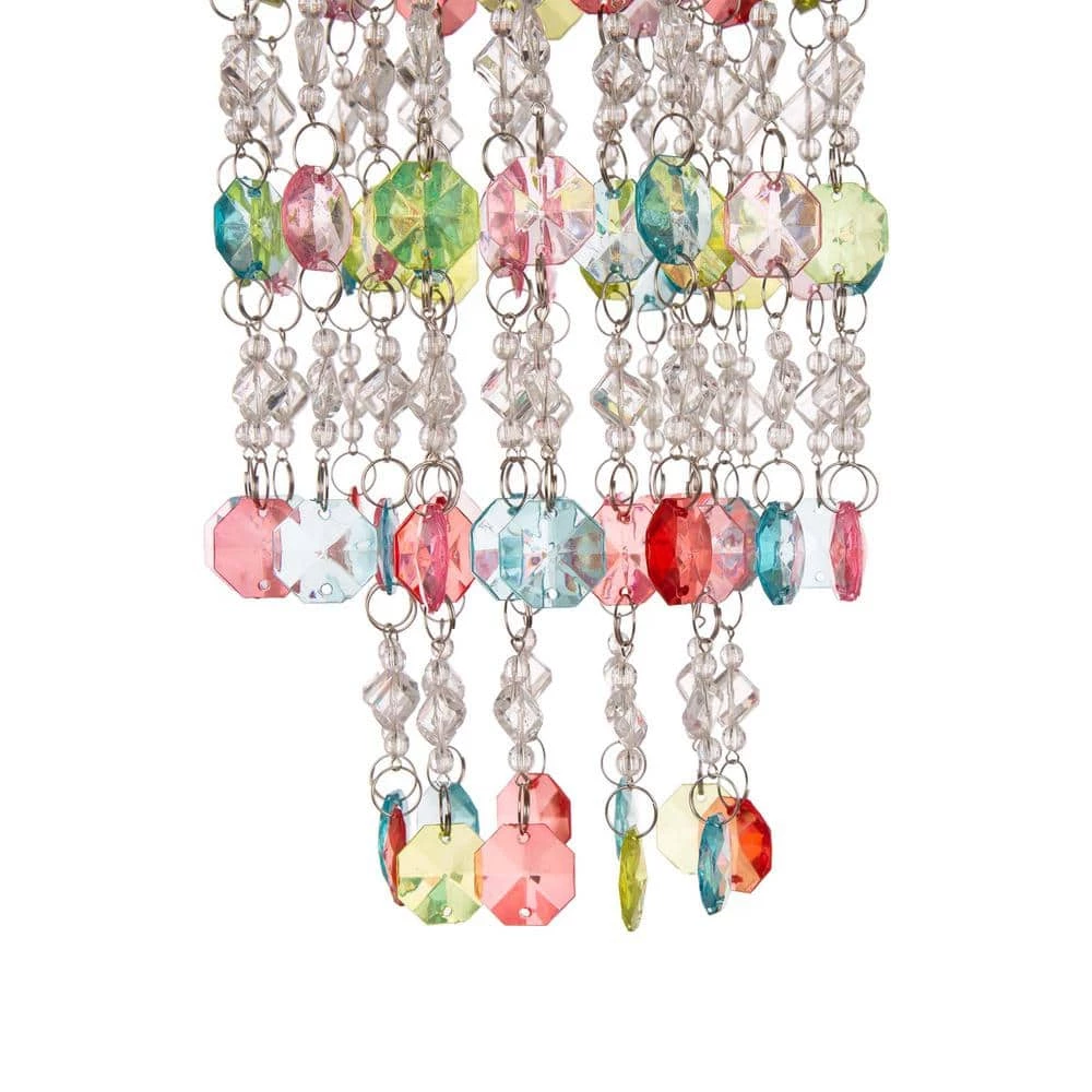 Glitzhome 18.75 in. H Solar Lighted Hanging Chandelier with Acrylic Multi-Colored Jewel Beads 6 Glitzhome 18.75 in. H Solar Lighted Hanging Chandelier with Acrylic Multi-Colored Jewel Beads - Image 4