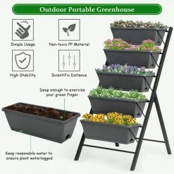 Costway 22.5 in. L x 27 in. W x 45 in. H Black Plastic Vertical Raised Bed 5-Tier 11 Costway 22.5 in. L x 27 in. W x 45 in. H Black Plastic Vertical Raised Bed 5-Tier -Design Toscano Sales Store gray costway elevated garden beds ghm0188 c3 1000