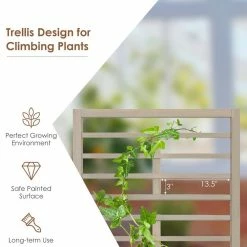 Costway 68 in. Grey Wood Planter Box with Trellis Raised Garden Bed for Climbing Plant (2-Piece) -Design Toscano Sales Store gray costway raised planter boxes 2 gt3638 fa 1000