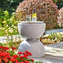 Glitzhome 17.75 in. H Multi-Functional MGO Resin Gray Terrazzo Garden Stool or Outdoor Planter Stand or Accent Table -Design Toscano Sales Store gray glitzhome plant stands 2029500002 31 1000