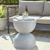 Glitzhome 17.75 in. H Multi-Functional MGO Resin Gray Terrazzo Garden Stool or Outdoor Planter Stand or Accent Table