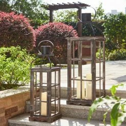 Glitzhome Oversized Natural Grey Farmhouse Wood/Metal Lantern (Set of 2) 17 Glitzhome Oversized Natural Grey Farmhouse Wood/Metal Lantern (Set of 2) -Design Toscano Sales Store grays glitzhome outdoor lanterns 1406202721 31 1000