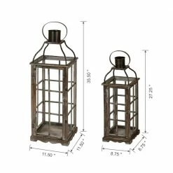 Glitzhome Oversized Natural Grey Farmhouse Wood/Metal Lantern (Set of 2) 12 Glitzhome Oversized Natural Grey Farmhouse Wood/Metal Lantern (Set of 2) -Design Toscano Sales Store grays glitzhome outdoor lanterns 1406202721 40 1000