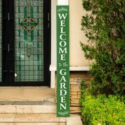 Glitzhome 60 in. H Green Oversized Wooden "Welcome to the Garden" Porch Sign (KD) -Design Toscano Sales Store green glitzhome plant pots 2022900043 31 1000