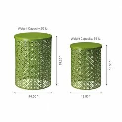 Glitzhome Multi-Functional Metal Green Garden Stool or Plant Stand or Accent Table (Set of 2) -Design Toscano Sales Store green glitzhome plant stands 2003800011 4f 1000