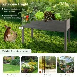 Costway Wooden Raised Vegetable Garden Bed Elevated Grow Vegetable Planter Grey -Design Toscano Sales Store grey costway elevated garden beds gt3529gr 44 1000