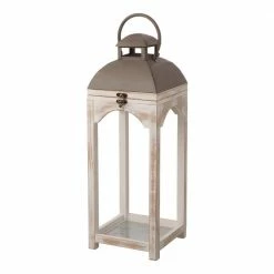 Glitzhome Set of 2-Mondern Farmhouse Natual Color Wooden Lantern -Design Toscano Sales Store multi glitzhome outdoor lanterns 2004400002 fa 1000