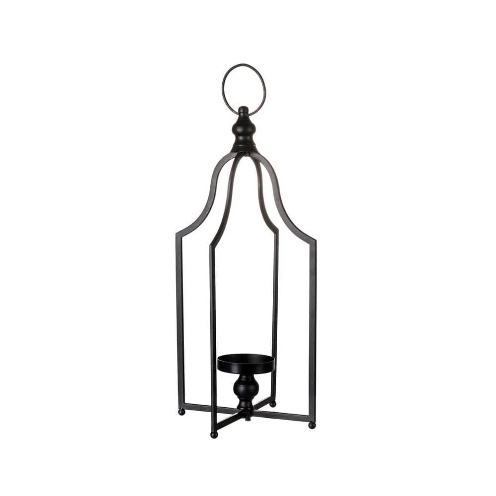 Glitzhome 22.00 in. H Modern Farmhouse Black Metal Lantern (KD) 7 Glitzhome 22.00 in. H Modern Farmhouse Black Metal Lantern (KD) - Image 5