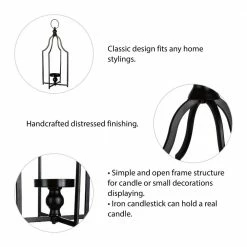 Glitzhome 22.00 in. H Modern Farmhouse Black Metal Lantern (KD) 11 Glitzhome 22.00 in. H Modern Farmhouse Black Metal Lantern (KD) -Design Toscano Sales Store multi glitzhome outdoor lanterns 2009000013 4f 1000